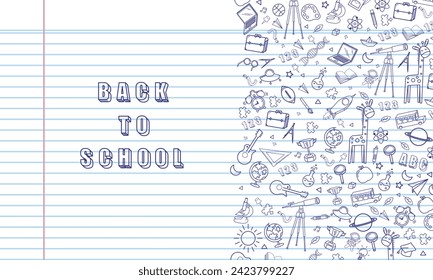 Blank white worksheet exercise book and back to school vector design.