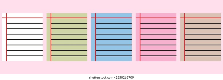 Livro de exercícios da planilha em branco. Página de papel de regra realista do bloco de anotações. Folha escolar com linhas e grade. Bloco de notas para matemática e papel de carta e papel de carta em branco isolado no fundo cinza eps10 a