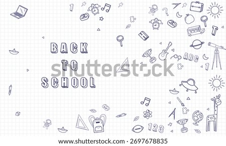 Blank white worksheet exercise book and back to school vector design.