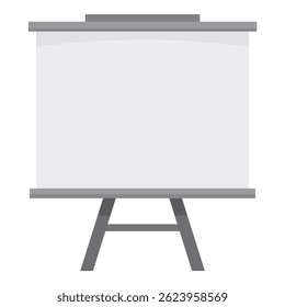 Blank whiteboard is standing on a tripod ready for a presentation