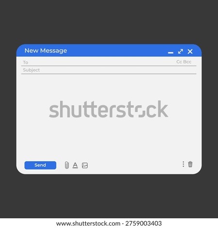 Blank window of electronic mail, template vector illustration. New message window. Gmail, Google, Google meet And Google Drive Logo. Gmail UI mockup template. Gmail inbox and email thread layout with compose message