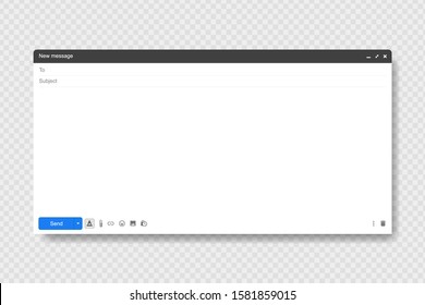 Blank window of Email, template vector illustration. Email message window. Modern flat style.