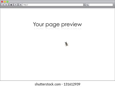 Blank Window Of Internet Browser With Fly Sitting On The Screen