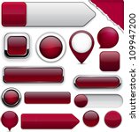 Blank wine red web buttons for website or app. Vector eps10.