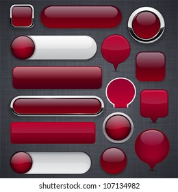 Blank wine red web buttons for website or app. Vector eps10.