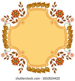 Frontera de otoño de invierno en blanco. Patrón de flor de caída y hojas. Borde floral. El marco vectorial florece de naranja. Elemento Background. Ilustración para banners de decoración y fondo.
