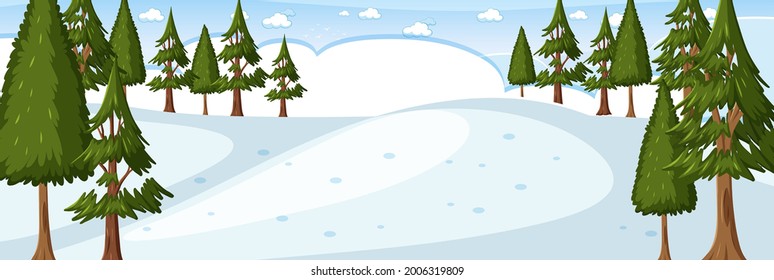 Blank winter forest horizontal landscape scene illustration