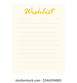 Blank wish list personal favorites list. Vector illustation