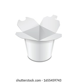 Blank wok box mockup. Vector 3d packaging. Carton box for asian or chinese take away food paper bag