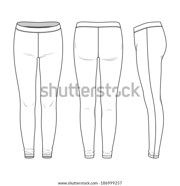 Blank Womens Leggings Front Back Side Stock Vector (Royalty Free ...
