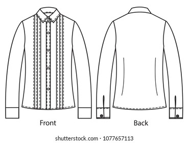 Blank  Women's shirt in front and back views.Vector illustration.