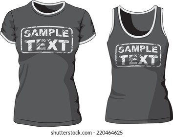 Blank Women's t-shirt and singlet. Vector illustration.