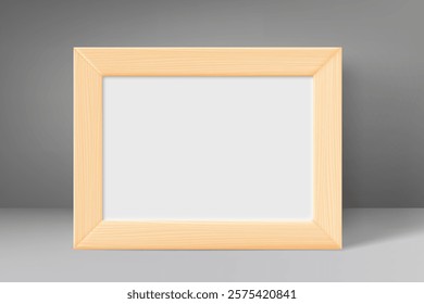 Blank wood frame with white paper. 3d vector mockup