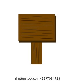 Blank Wooden Board for text. Guidance, Message, Information concepts. Flat element vector design isolated illustration.