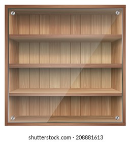 Blank wooden bookshelf. vector.