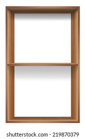 Blank wooden bookshelf. vector