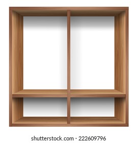 Blank wooden bookshelf. vector 