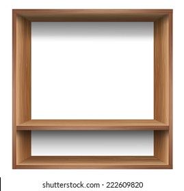 Blank wooden bookshelf. vector 