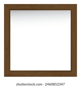 Blank wooden graphic square frame isolated template vector illustration