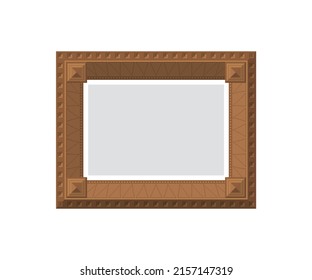 Blank wooden picture mockup. Isolated. Flat style. Vector illustration