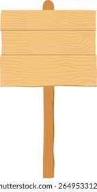 Ilustração em branco do vetor da placa do sinal retangular de madeira com textura de grão de madeira natural para o projeto exterior rústico