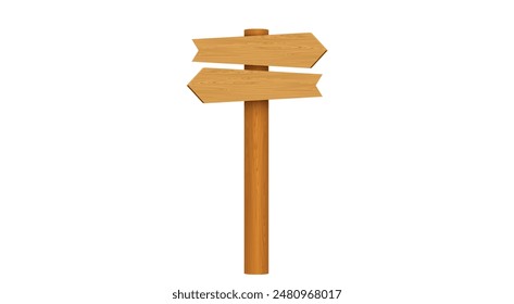 blank wooden road sign on the white background