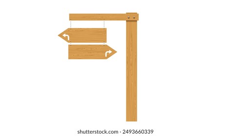 blank wooden road sign on the white background