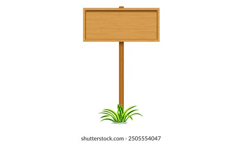 blank wooden road sign on the white background	