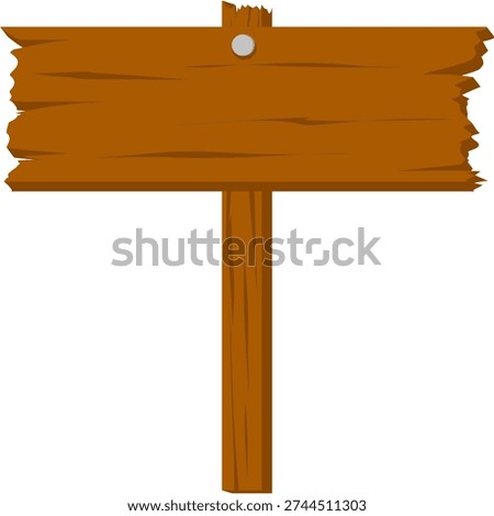 Blank wooden sign board, rustic timber planks and directional arrow pointers on poles, isolated vector illustration for text and design.