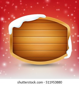 Blank wooden sign with snow and star light vector illustration eps 10
