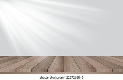 
Blank wooden Table, with shadow overlay. mock up template for product display.