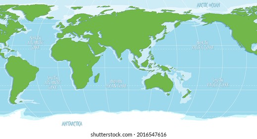 Blank world map with blue and green colour illustration
