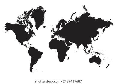 Blank world map isolated on white stock vector