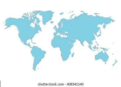 Blank world map. Isolated on white. Vector illustration.