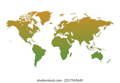 Blank world map vector with each continent colored in a vibrant, bright shade. Ideal for abstract and clean layouts.international,sign,art,region,city,contour,nation,infographic,political,concept.