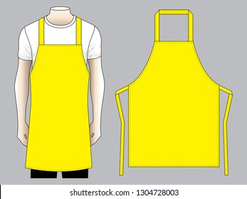 Blank Yellow Apron Pattern Template on Gray Background, Vector File.