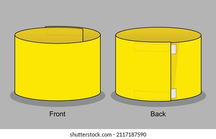 Blank Yellow Armband Captain Template on Gray Background.
Front and Back View, Vector File.