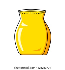 Blank yellow bag package for pet food or chemical products cartoon icon.