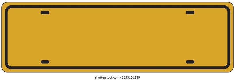 Blank Yellow and black car number plate design, realistic looking registration plate design for city souvenir. EPS Vector Illustration