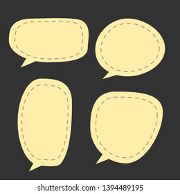 blank yellow cartoon speech bubbles with different shape on dark background. vector illustration