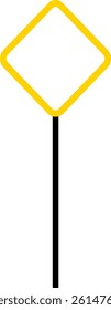 Blank Yellow Diamond Sign on Street Pole