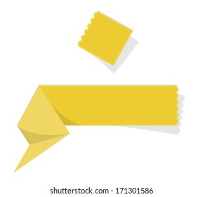 blank yellow folded label with perforation
