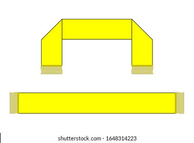 Blank Yellow Football Fans Scarf Template on White Background, Vector File.