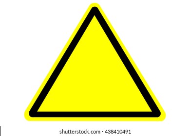 Blank yellow hazard warning sign on white