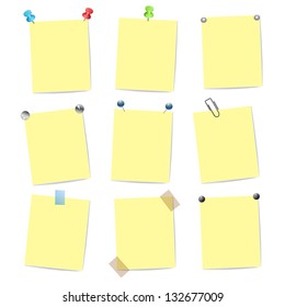 blank yellow note items with pins