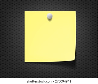 blank yellow note on  gray background