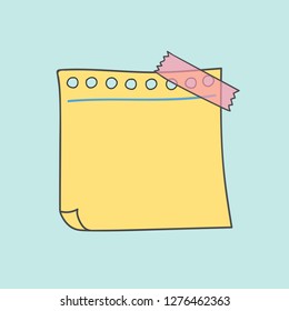 Blank yellow note paper vector