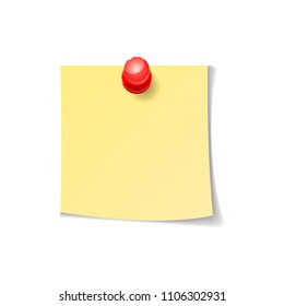 Blank yellow paper note isolated on transparent background with place for your text or image. Vector illustration for your graphic design.