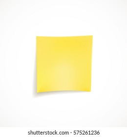 Blank yellow paper note isolated on white background with place for your text or image. Vector illustration for your graphic design.