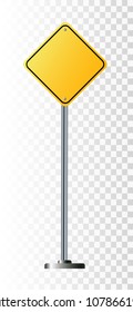 Blank yellow road sign or Empty traffic signs isolated on white background.